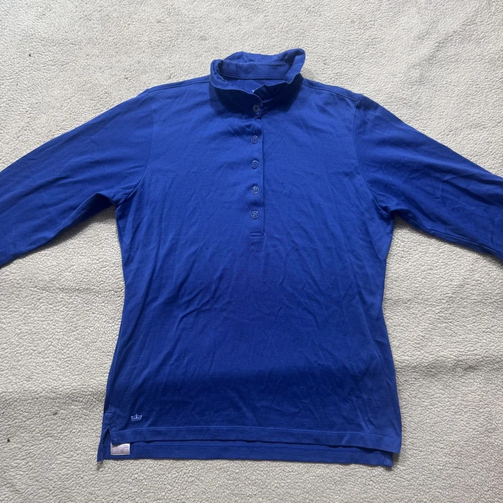Peter Millar Pullover Shirt Mens Medium Blue Mock Neck Long Sleeve Golf Casual